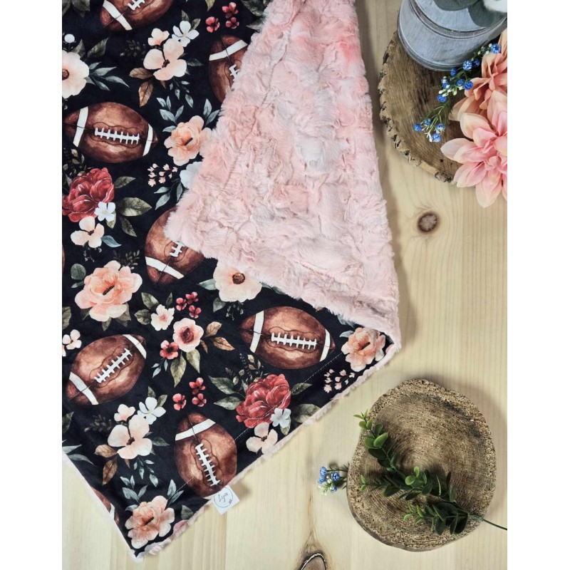 Floral football - Made to order - Blanket - Plain fur to be chosen upon reception of the printed fabric